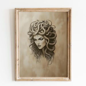Medusa, the Famous Gorgon from Greek Mythology, Fantasy Print, Mythical Creature, Fantasy Decor