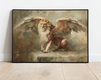 翼のあるライオン、ファンタジー装飾、中世美術、神話上の生き物、動物