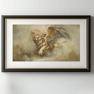 Griffin Art, Mythical Creature, Fantasy Print, Whimsical Art, Gothic Decor