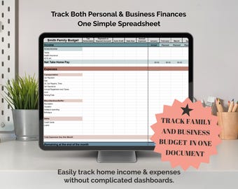 Simple Personal and Business Budget Spreadsheet, Easy Excel and Google Budget Template, Small Business and Home Finance Planner