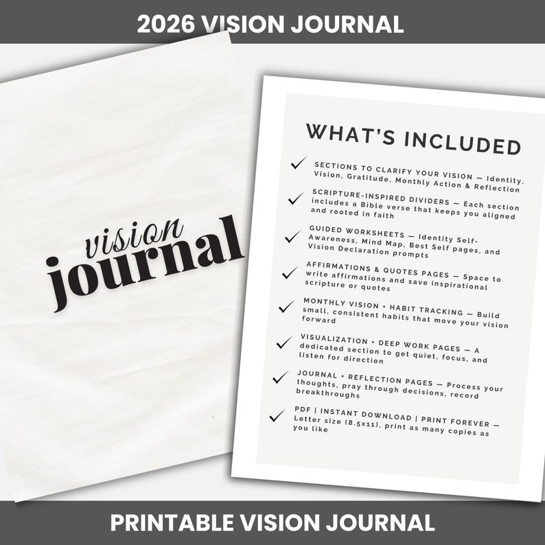 Printable Vision Journal | Business or Personal | Christian Goal ...
