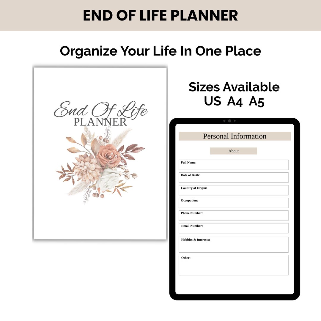 End of Life Planner Printable, Just in Case Planner, Emergency Binder ...