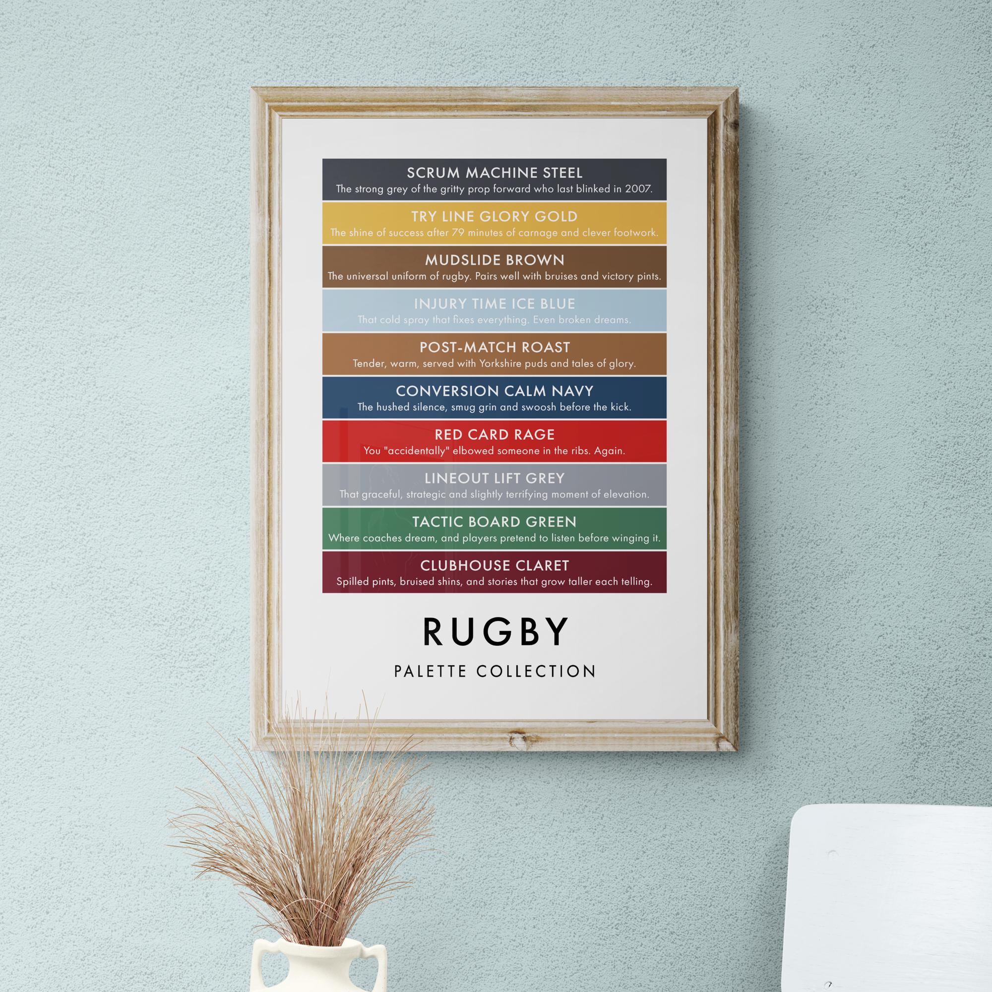 What Colour Is Rugy Rugby Colour Palette Print, Funny Sports Wall Art, Ball Games Poster ...