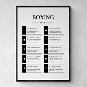 Boxing Rules Print, Funny Sports Wall Art, Fighter Gift | Printable Digital Download