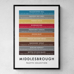 Middlesbrough Funny Colour Palette Print, Poster Wall Art | Printable Digital Download