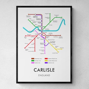 Wydruk mapy metra Carlisle, prezent na ścianę z mapą metra | Pobierz cyfrową wersję do druku