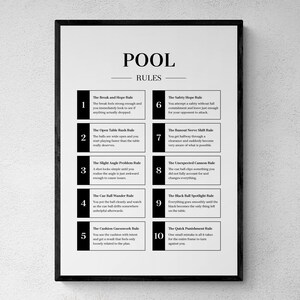 Pool Rules Print, Funny Cue Sports Wall Art, Pool Player Gift | Printable Digital Download