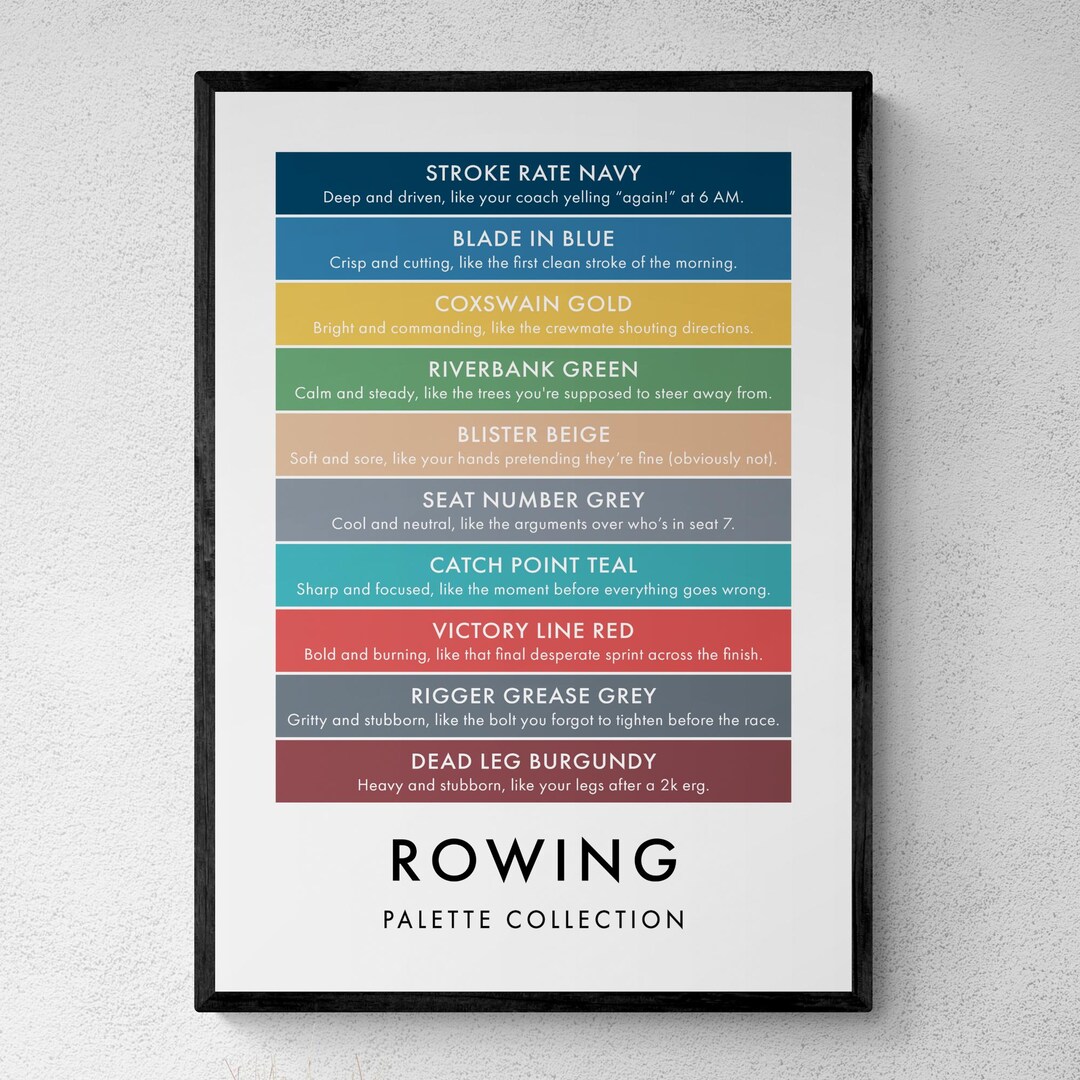 Rowing Funny Colour Palette Print, Sports Gift, Poster Wall Art ...