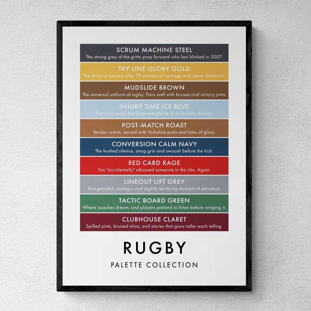 Colours For Rugby Rugby Funny Colour Palette Print, Sports Gift, Poster Wall Art - Etsy UK