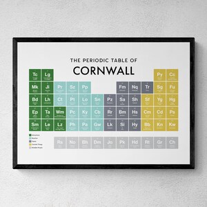 Cornwall Periodic Table Print, Coastal Wall Art, Educational Print, Cornish Gift | Printable Digital Download