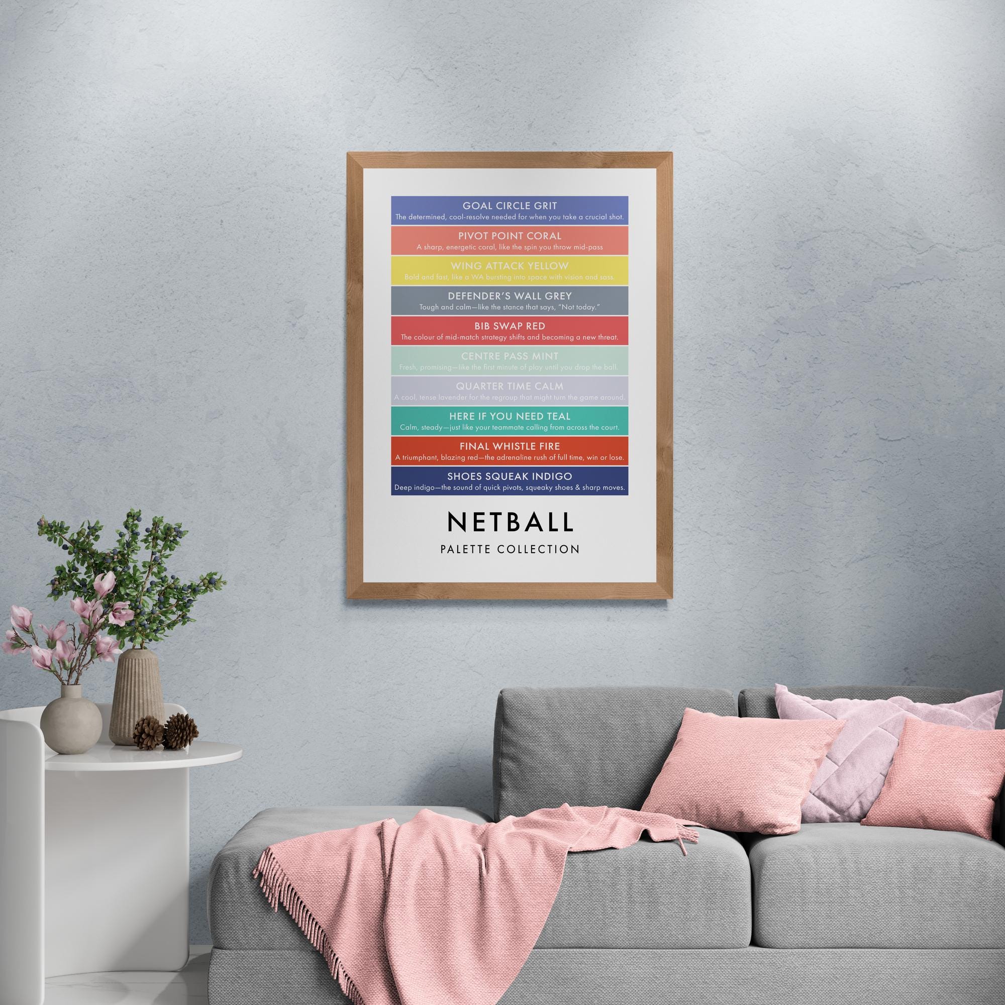 Netball Paint Netball Colour Palette Print, Funny Sports Wall Art, Team Sport Poster ...
