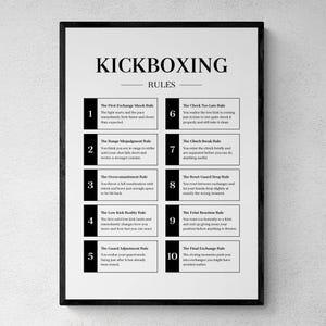 Kickboxing Rules Print, Funny Combat Sports Wall Art, Fighter Gift | Printable Digital Download