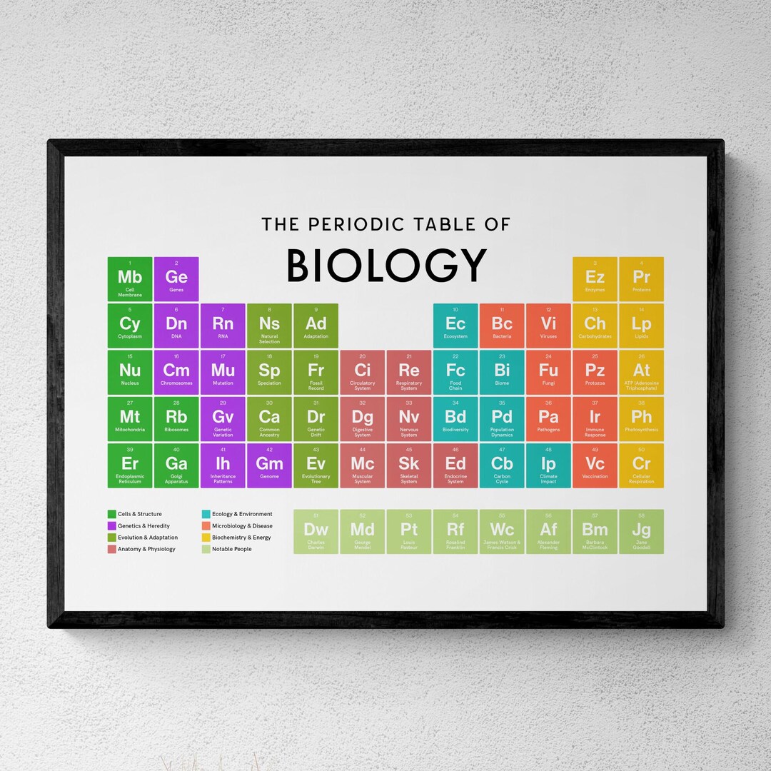 Biology Periodic Table Print, Poster Wall Art, Biology Gifts ...
