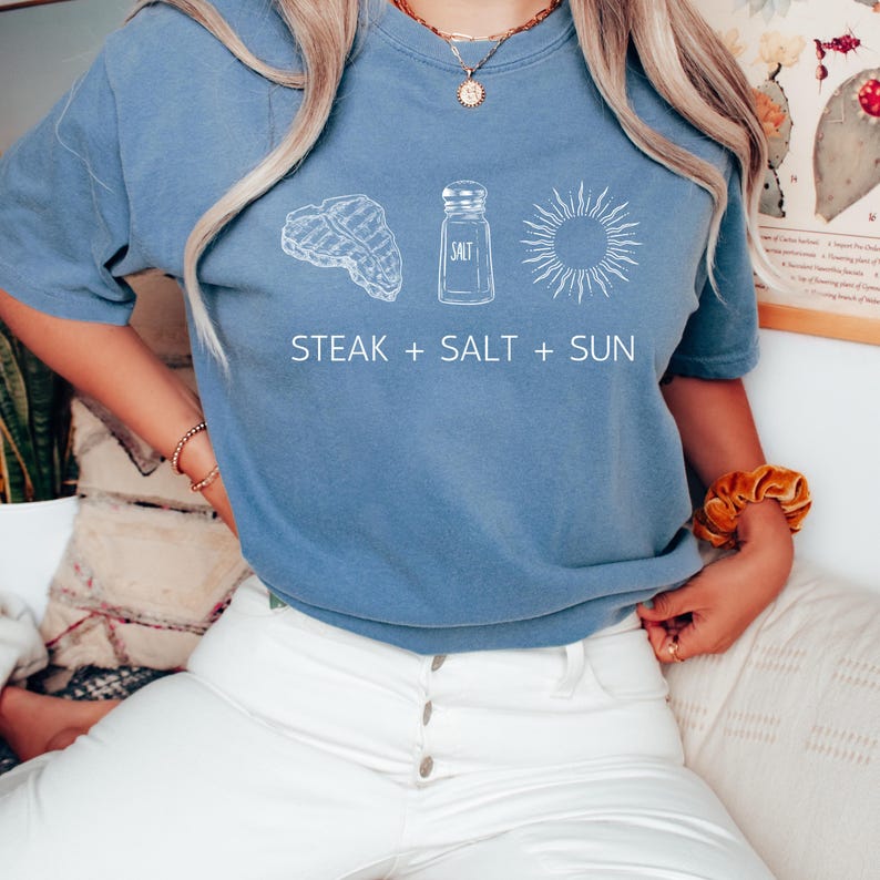 Steak Shirt Steak Gifts Carnivore Diet Steak, Salt and Sun Unisex Tee Shirt Health Shirt Wellness Gift Foodie Gift Steak Lover Gifts Grill image 3