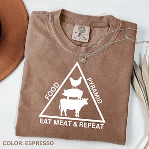 Carnivore Meat T-shirt, Eat Meat Repeat Tee, Food Pyramid Shirt, Unisex Garment-Dyed Top, Funny Carnivore Tee, Meat Lover Gift Shirt