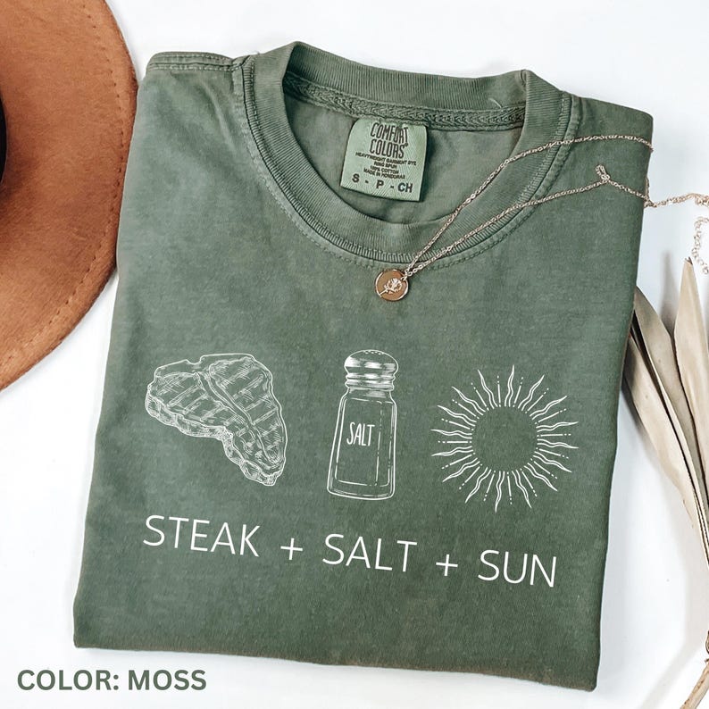 Steak Shirt Steak Gifts Carnivore Diet Steak, Salt and Sun Unisex Tee Shirt Health Shirt Wellness Gift Foodie Gift Steak Lover Gifts Grill image 4