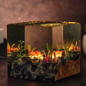 Axolotl Night Light, Wood Resin Kids Lamp, Cute Animal Room Decor, Bedside Gift for Baby & Toddler, Epoxy Resin Night Light