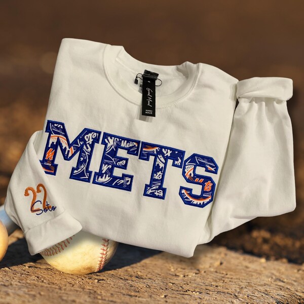 NY Mets Appliquéd Crewneck Sweatshirt – Game Day Pullover for Fans