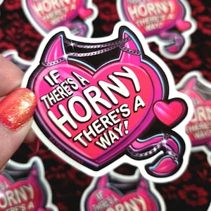 Glossy Horny Devil 3&quot; Sticker – Sexy Cute NSFW Vinyl Sticker – Alt Queer Humor Gift – Spicy Valentine Laptop Decal – BatBeeDesigns