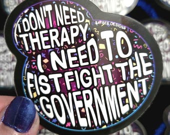Funny Anti-Establishment Sticker – Fist Fight the Government Vinyl Decal
