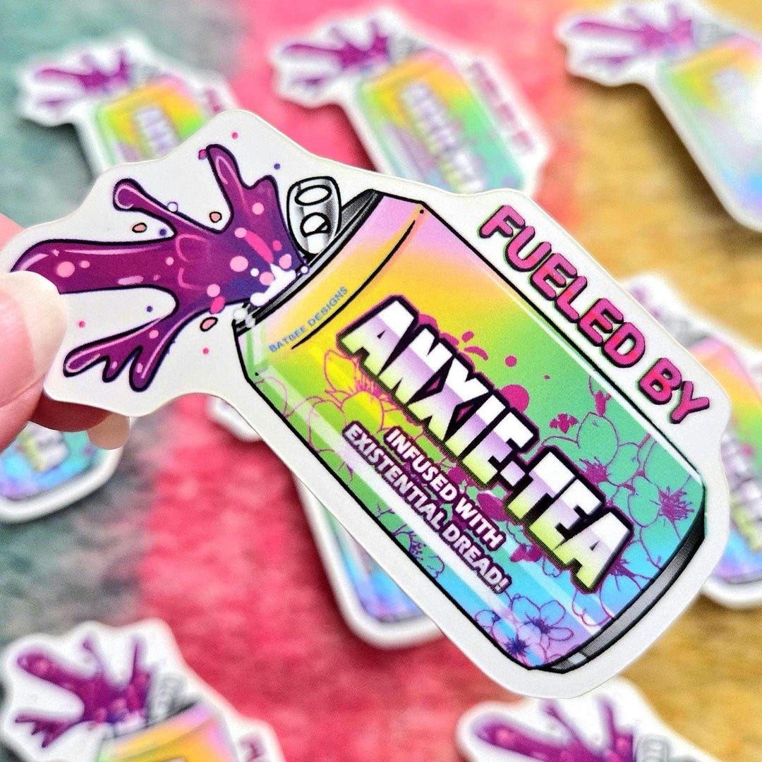 Fueled by Anxiety Sticker | Funny Mental Health Vinyl Sticker ...