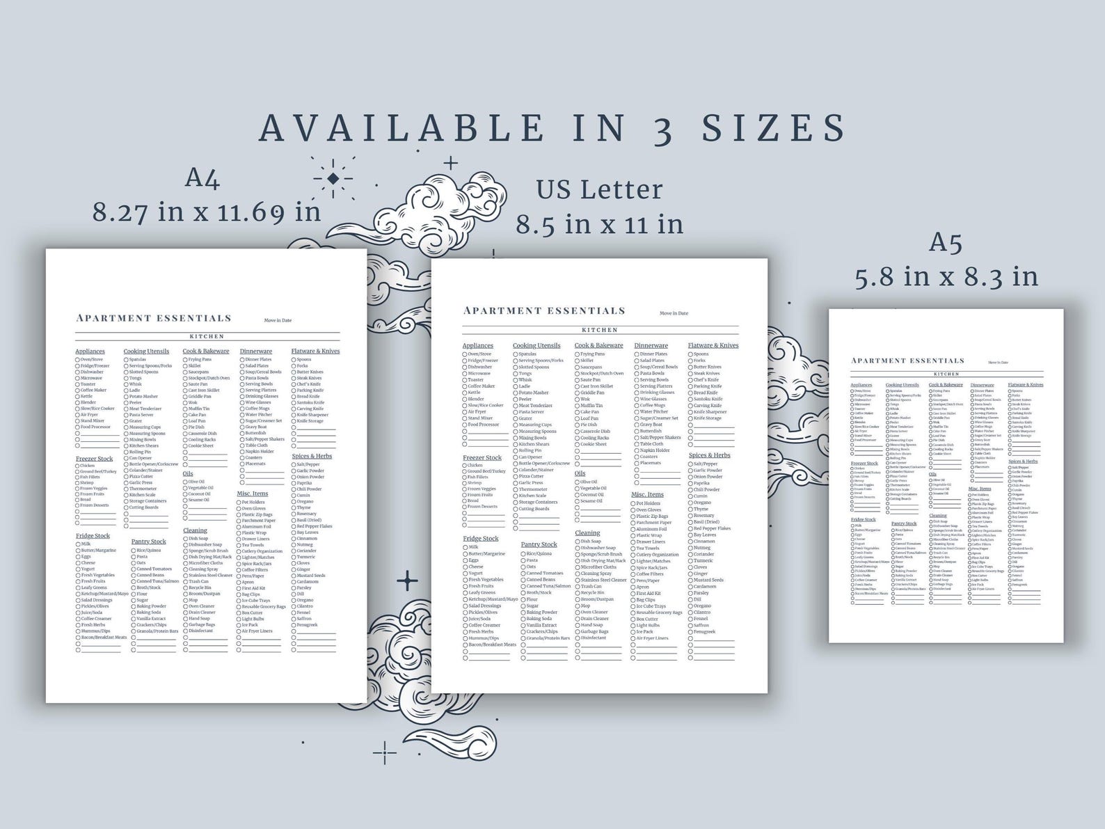 New Home Essentials Printable Moving Checklist First Apartment Must ...