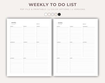 Weekly To-Do List Printable Task Organizer Goal Tracker Productivity Schedule Planner Checklist Digital Download PDF Action Plan for Success