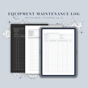 Equipment Maintenance Log Editable Tracking Sheet for Homeowners Trades Workers Contractors Service Record Repair Schedule Digital PDF File