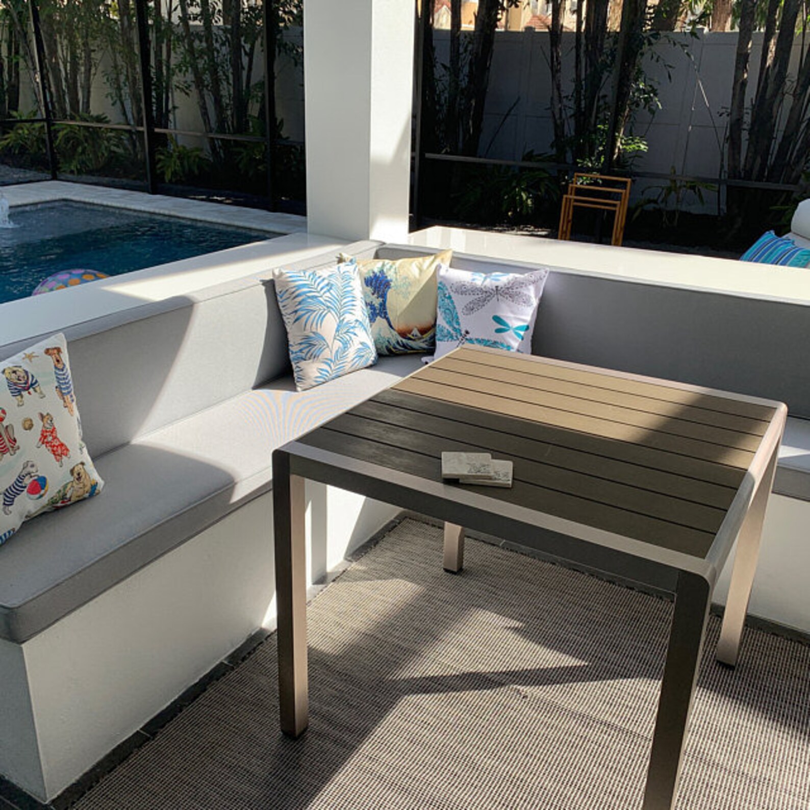 Custom Outdoor Bench Cushion With Coordinating Throw Pillow Etsy