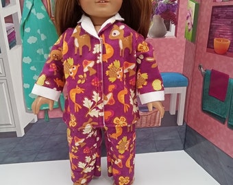 La ropa de muñeca de 18 pulgadas de Woodland Creatures Pajama Pj se ajusta a las muñecas American Girl