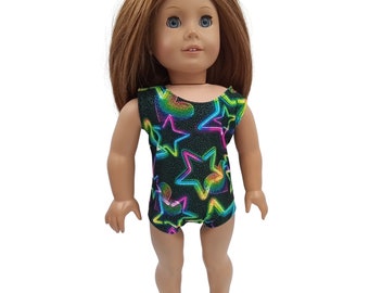 Sparkly Neon Stars Leotard se adapta a American Girl Dolls ropa de muñeca de 18 pulgadas Gimnasia Ballet Danza Sin mangas Artículo 527