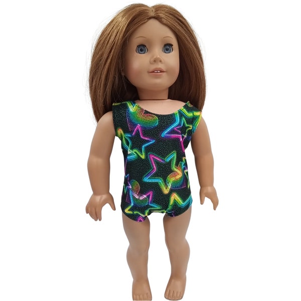 Sparkly Neon Stars Leotard fits American Girl Dolls 18 inch doll clothes  Gymnastics Ballet Dance Sleeveless  Item 527