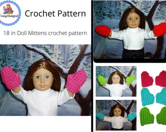 Manoplas PDF Patrón de ganchillo Se adapta a American Girl Dolls DIY Está bien vender artículos terminados Descarga inmediata