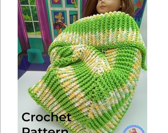 Crochet Pattern For Doll Sized Ribbed Textured Blanket Fits American Girl Dolls