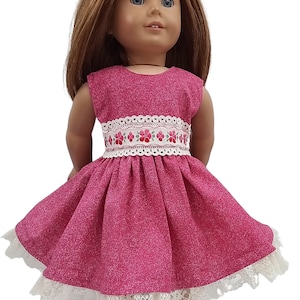 Pink Lacey Party Dress 18&quot; doll clothes fits American Girl dolls