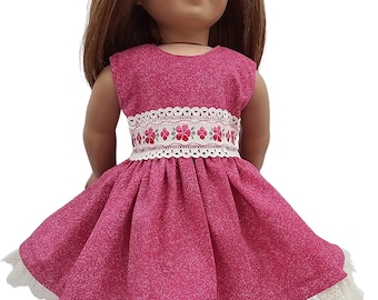 Pink Lacey Party Dress 18" doll clothes fits American Girl dolls