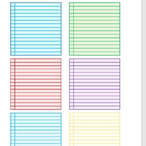 May include: A printable monthly goal overview planner with six sections for goal setting. Each section has a different color: light blue, green, red, purple, blue, and yellow.