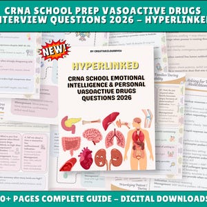 CRNA School Prep Clinical Interview Questions: Vasoactive Drugs NEW 70+ Pages, 10+ Topics (Digital Downloads)