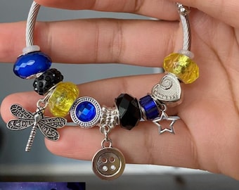 Coraline Charm Bangle Bracelet: Spooky Whimsical Film Jewelry