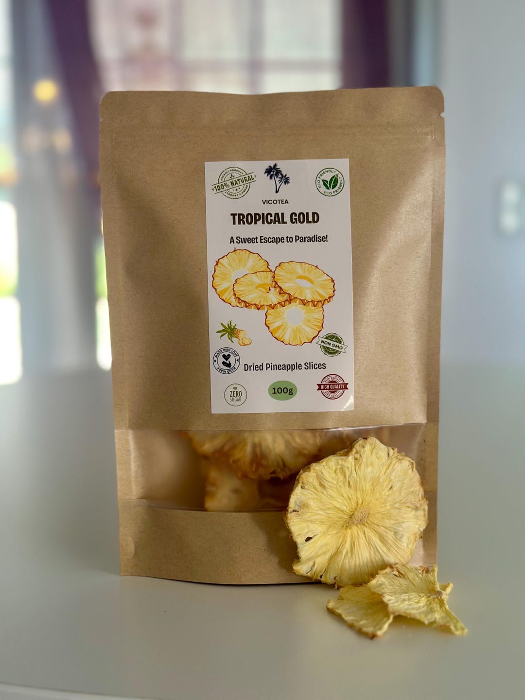 Organic Dried Pineapple Slices: Sweet Chewy Tropical Snack -natural ...