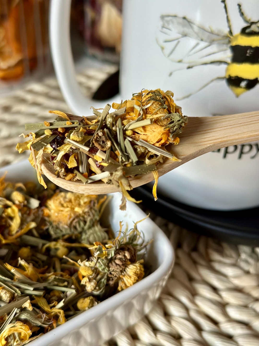 Pollen Tea Bee Pollen Herbal Tea: Calm Blossom Blend for Relaxation- Lemon Ginger ...