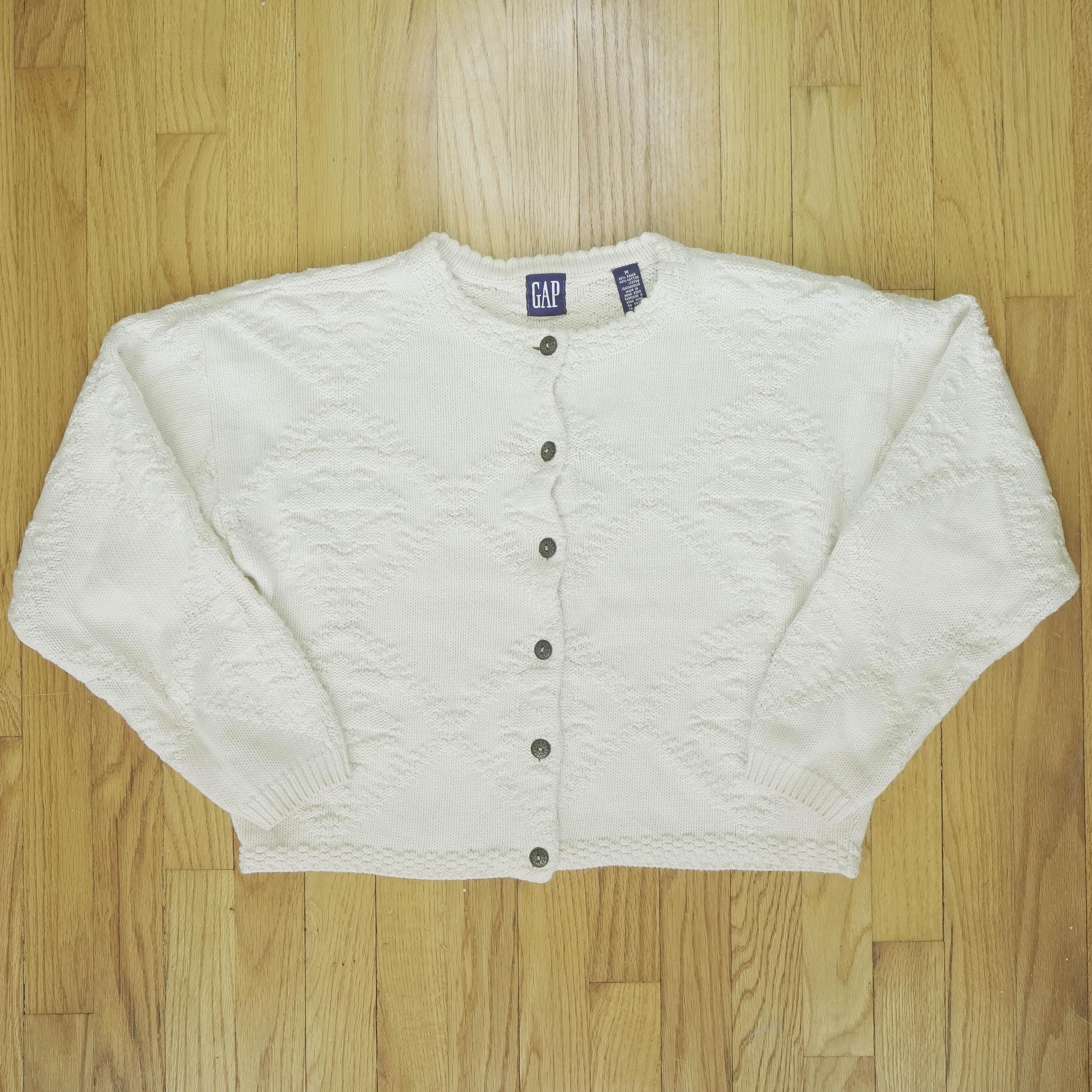 Vintage 1990s Bay Club Knitted Cardigan Sweater / Vintage