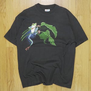 Vintage 90s Tropical Tree Frog Graphic Nature T-Shirt Made in USA - Large