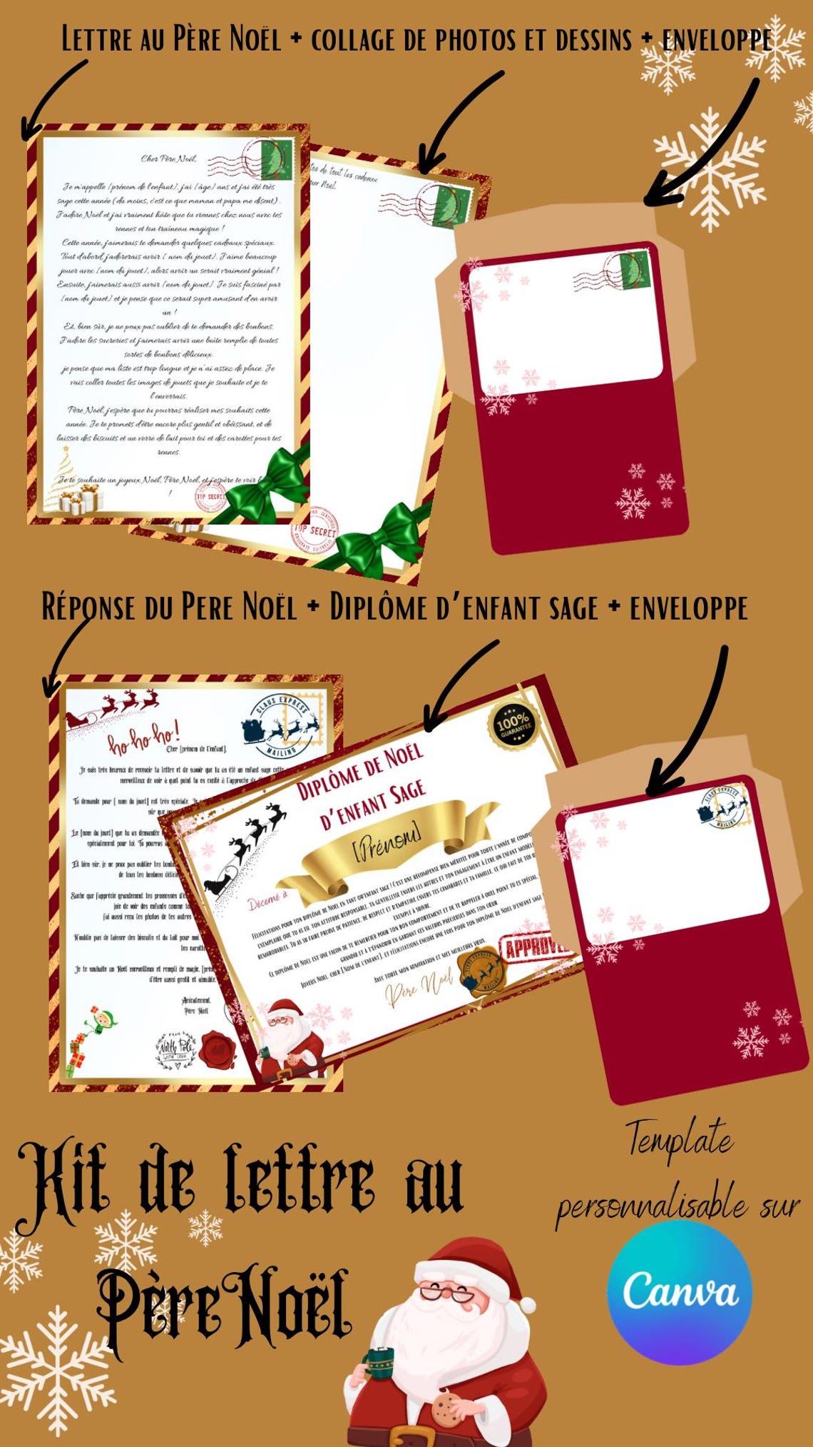 Modèle de lettre au père noël Etsy France