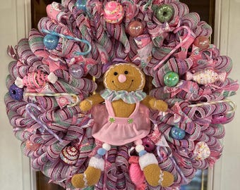 Pink Candy Christmas Wreath