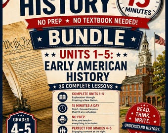 Pas de prép. L'historique en 15 minutes par jour. Unités 1-5. Exploration - Création d'un pack Nouvelle nation. Aucun manuel nécessaire. Histoire des États-Unis, 5e année