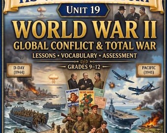 No Prep. Print and go. HS World History: World War II unit. Lessons, Vocabulary, Assessments. No textbook needed.