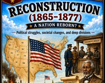 No Prep. Print and go.  U.S. History Unit 11: Reconstruction (Middle School). Lessons, Voc, Assessments. No textbook needed.