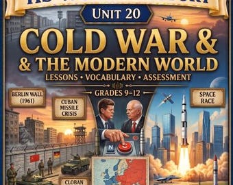 No Prep. Ready to Print. HS World History. Cold War Unit. Lesson, Vocabulary, Assessments. No textbook needed.