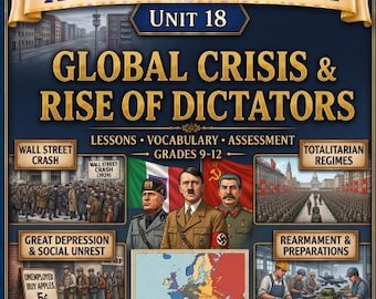 No Prep. Print and go. HS World History. Rise of Dictators Unit. Between the World Wars. Lessons, Vocabulary, Assessments.No textbook needed